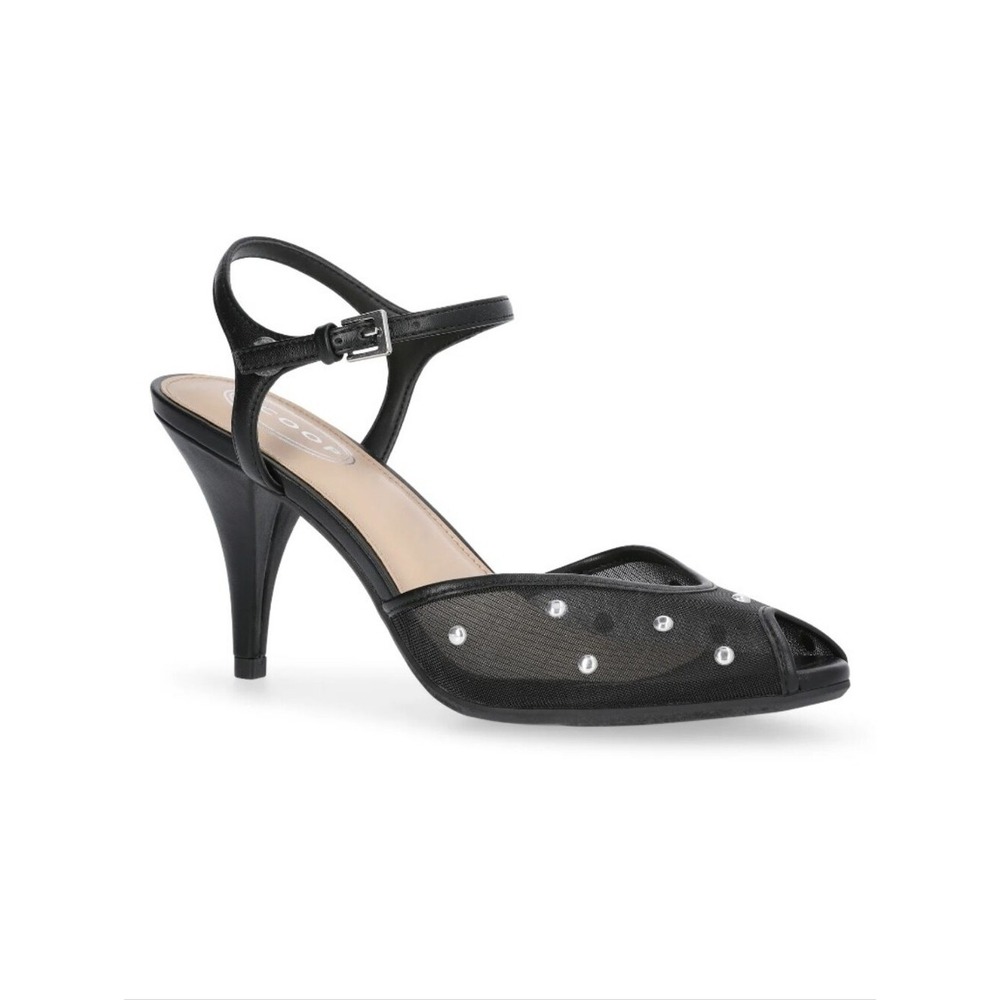 Scoop Studded Mesh Peep Toe Heels Size 6 Black New NWT